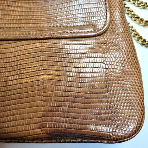 GUCCI GG vintage brown lizard small mini flap shoulder crossbody bag cha… - Picture 5 of 12